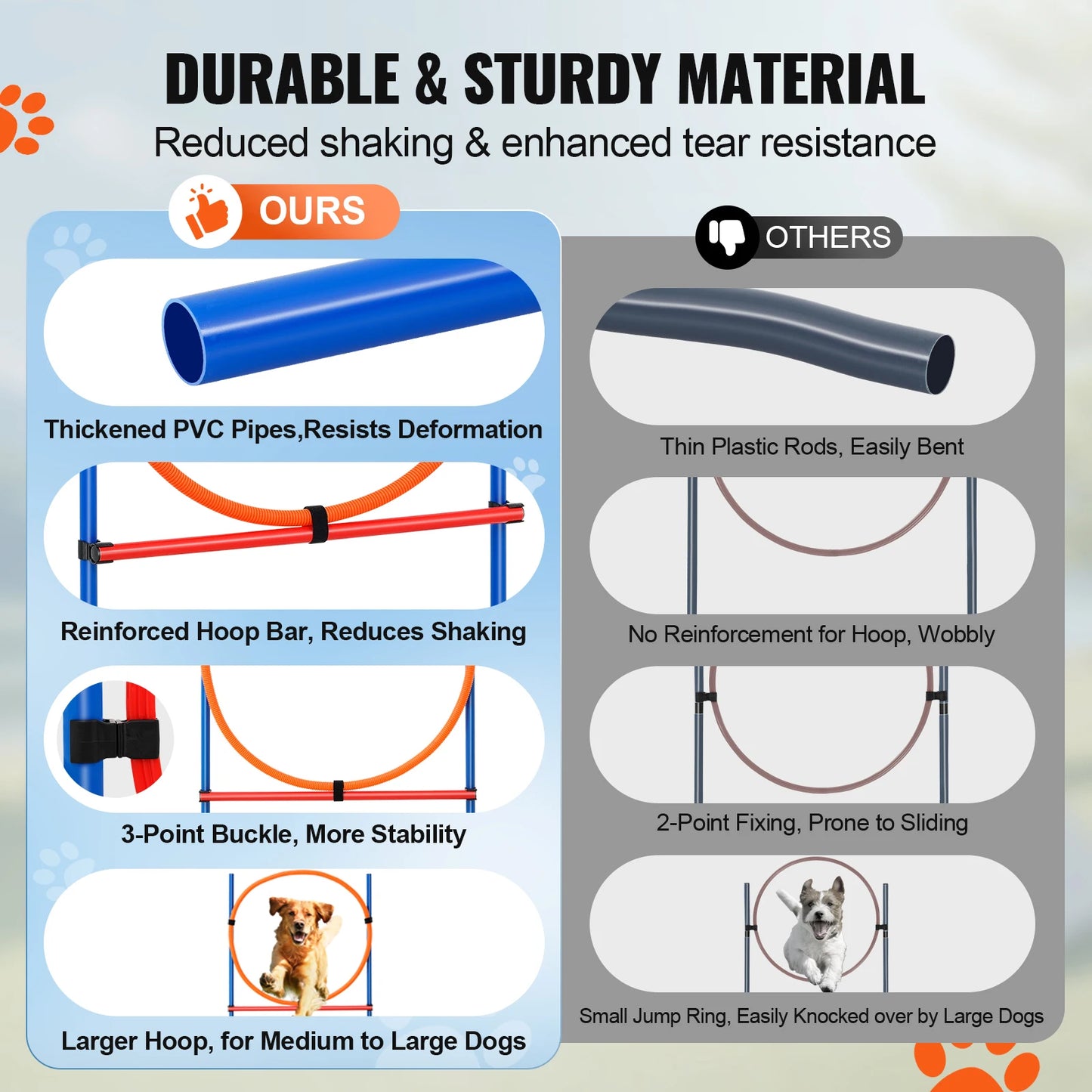 SucceBuy Dog Agility Training Equipment Set With Adjustable Hurdles