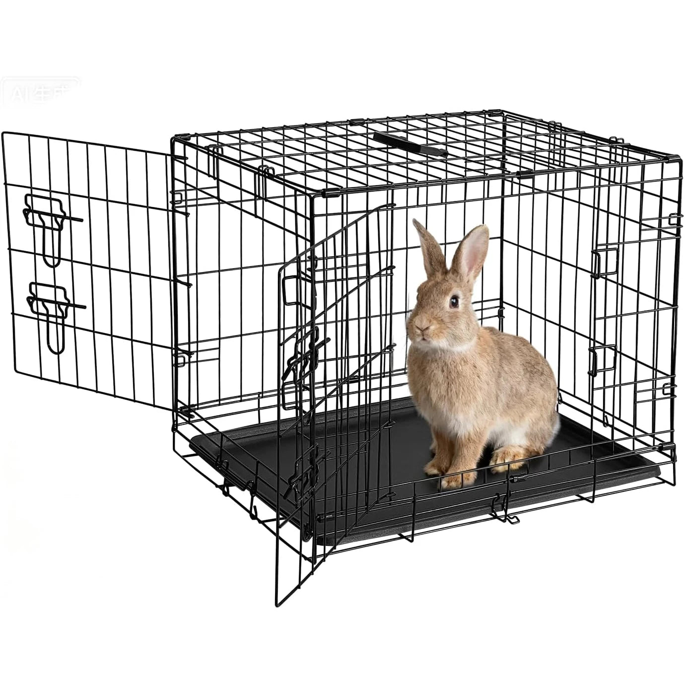 HiMISSCN Rabbit Cage Portable Folding 24 To 48 Inch With Slide Out Tray 2 Door For Bunnies