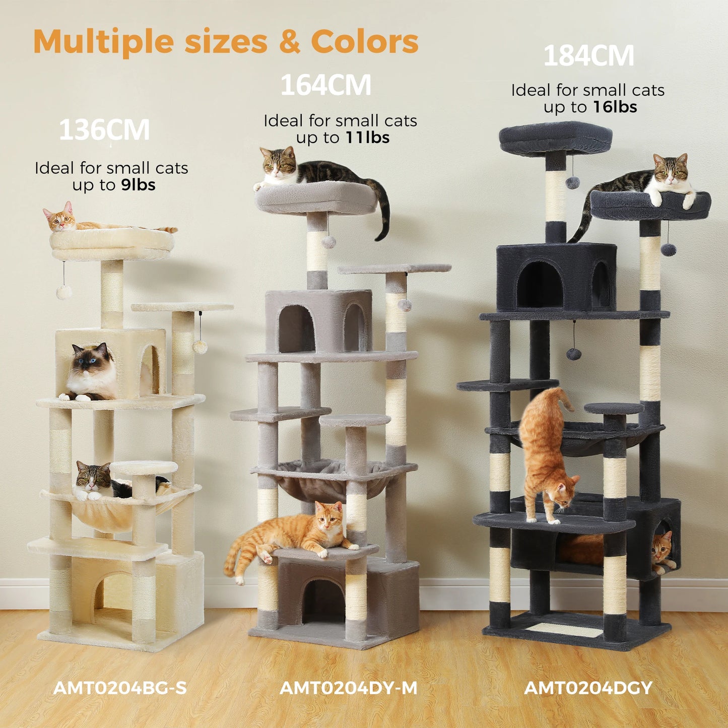 PAWZ Road Ultimate Large Cat Tree Tower for Indoor Cats With Sisal Scratching Posts Five Tier Hammocks and Perches