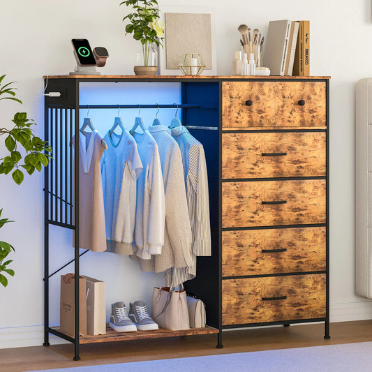 TWISTER.CK Minimalist Dresser With LED Lights And Charging Station