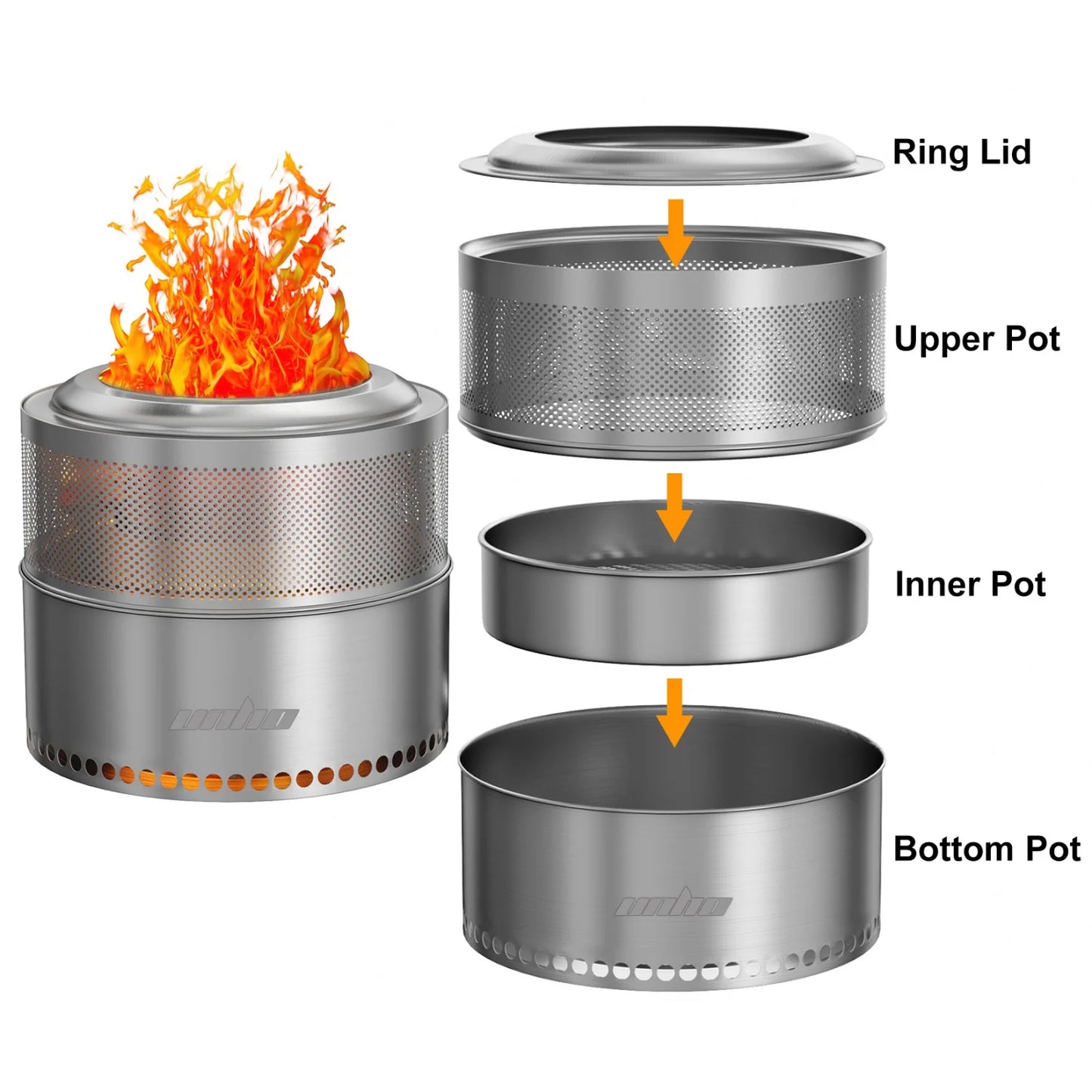 Smokeless Fire Pit with Bag Portable Stainless Steel Wood Burner