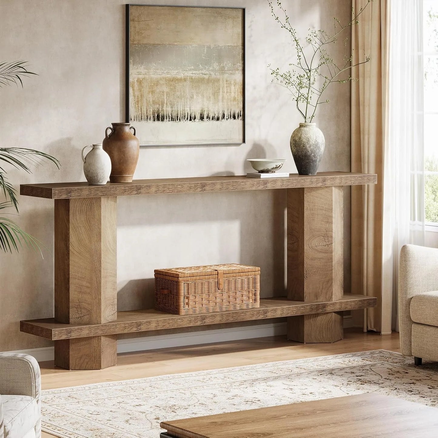 LITTLE TREE Wooden Console Sofa Table for Living Room Hallway