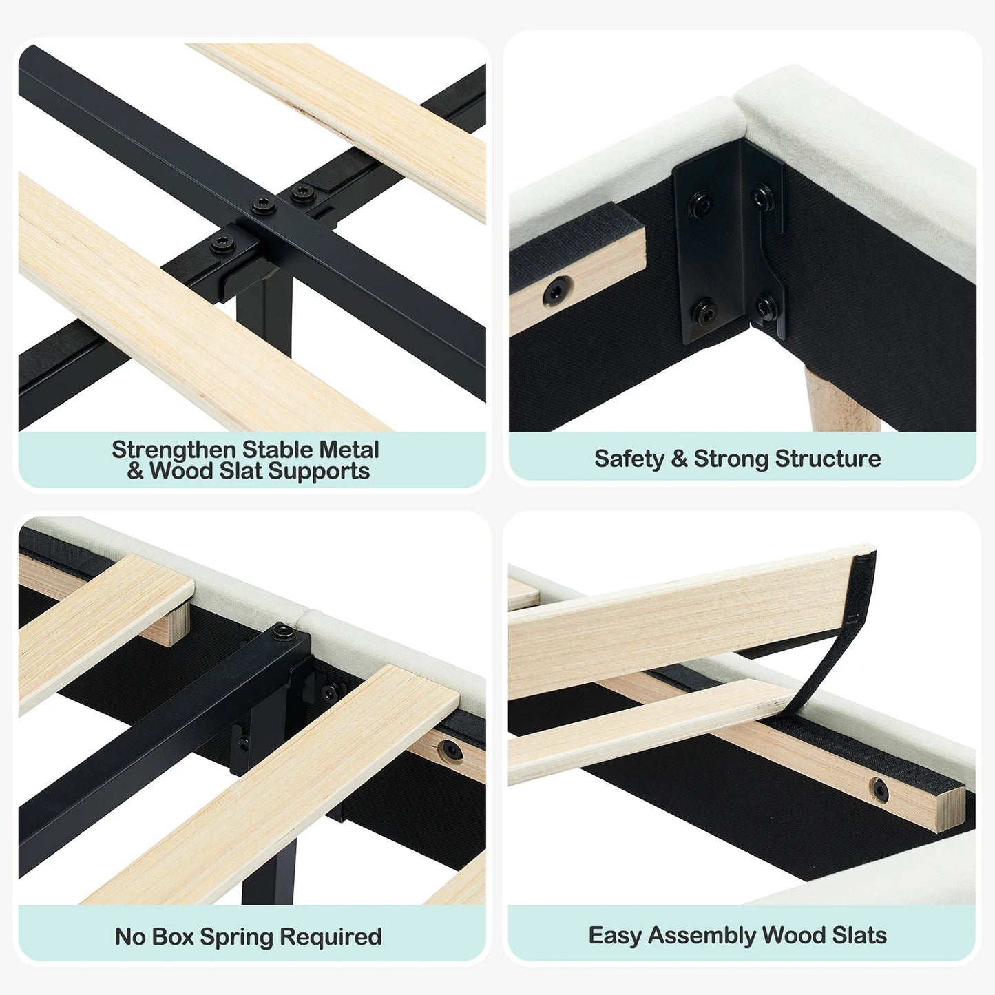 Twister.CK Velvet Upholstered Twin Bed Frame With Headboard For Kids And Girls Noise Free Durable Wooden Slats
