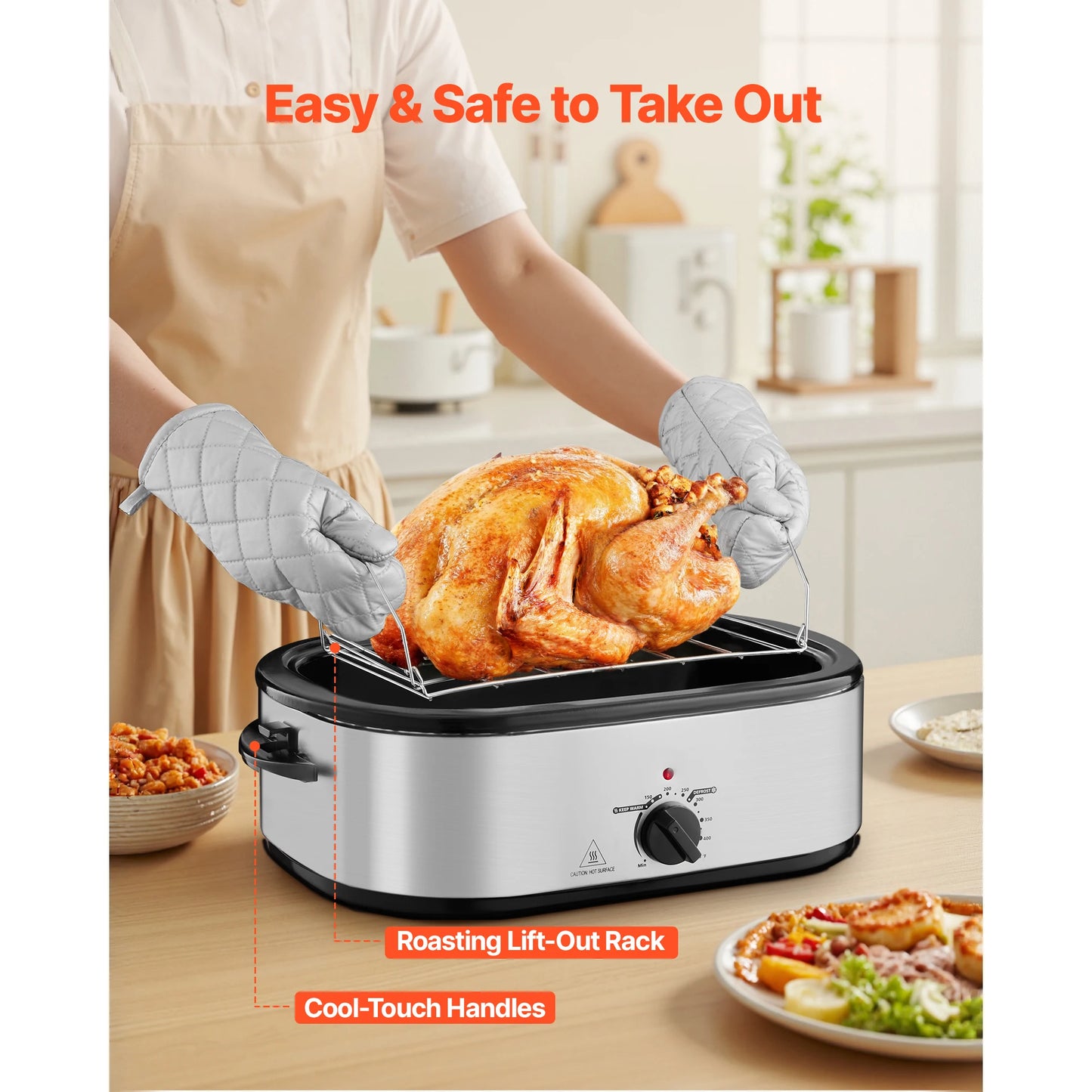 SucceBuy Electric Roaster Oven Roasting Pan With Adjustable Temperature Defrost And Warm Function For Home Cooks
