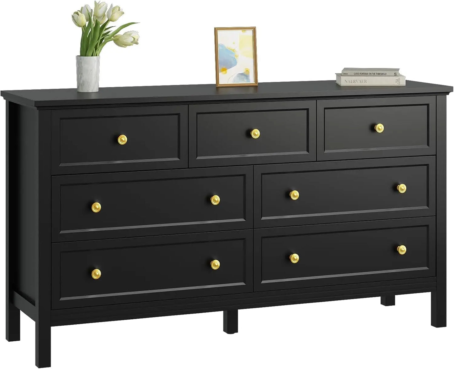 7-Drawer Dresser for Bedroom With Wide Drawers and Metal Handles