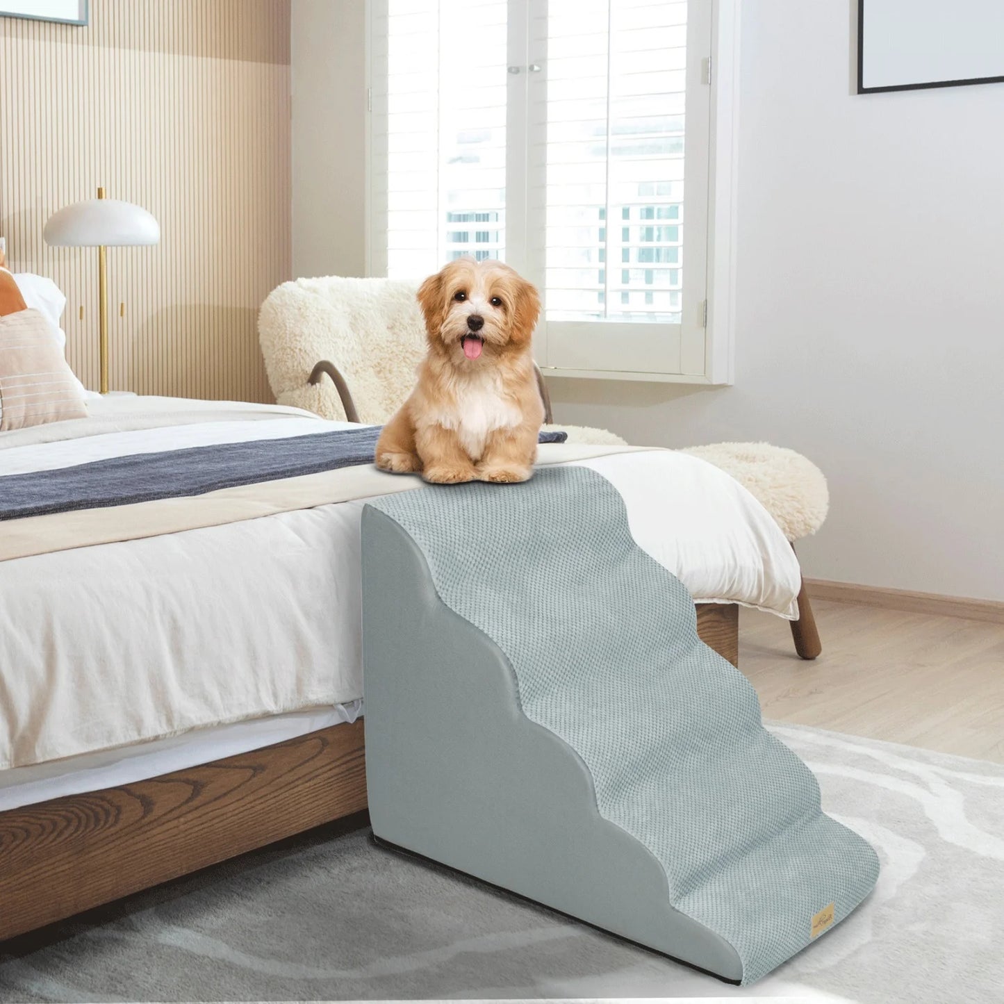 Curved Dog Stairs For Small Dogs With Removable Cover