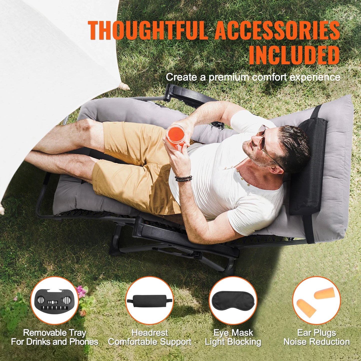 SucceBuy Zero Gravity Lounge Chair With Adjustable Recliner And Cupholder