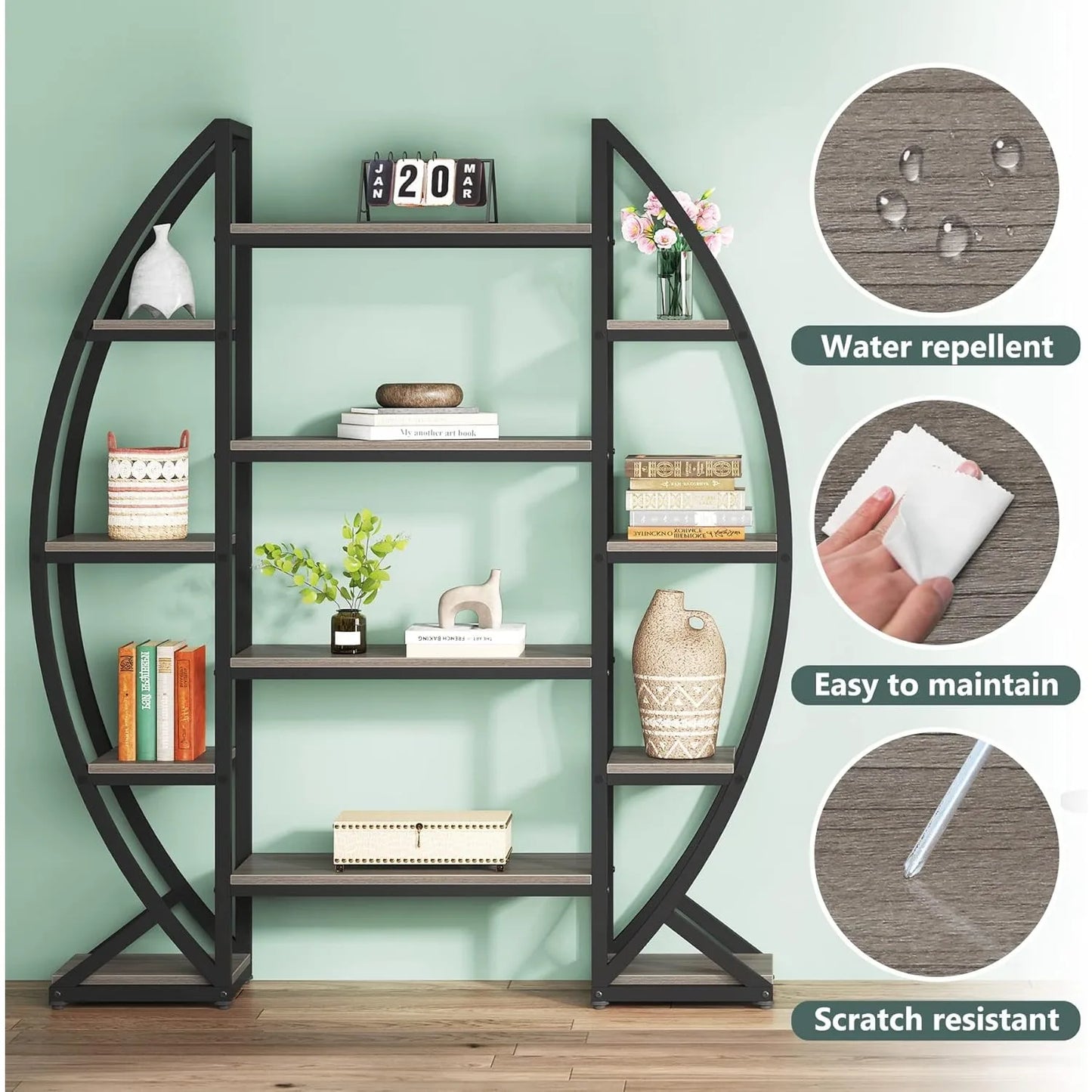 Little Tree Oval Bookshelf Etagere Display Shelves for Living Room