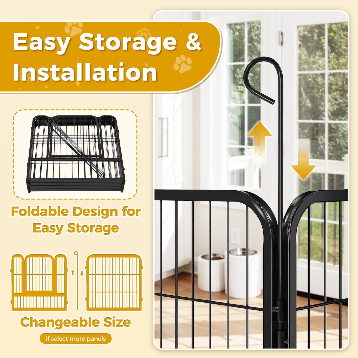 Dog Playpen With Door Foldable Heavy Duty Metal Fence For Indoor Outdoor Use Ideal For Dog Owners RV Camping