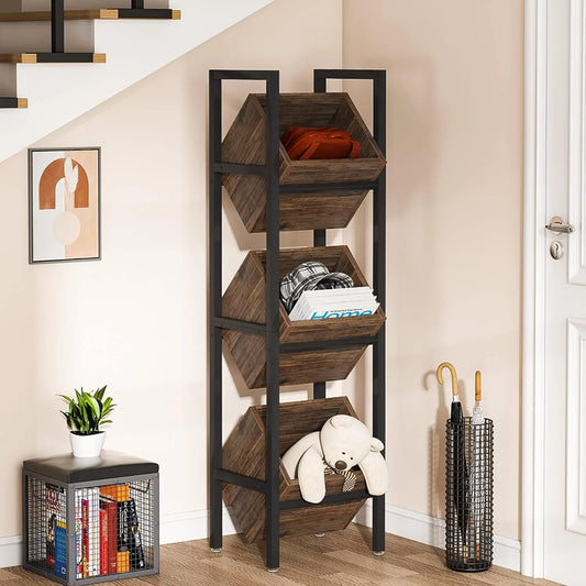 LITTLE TREE 3-Tier Basket Stand For Living Room Organizer