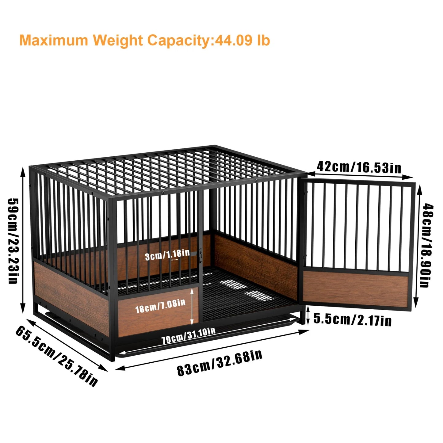 BINGOPAW Heavy Duty Dog Crate On Wheels With Removable Tray