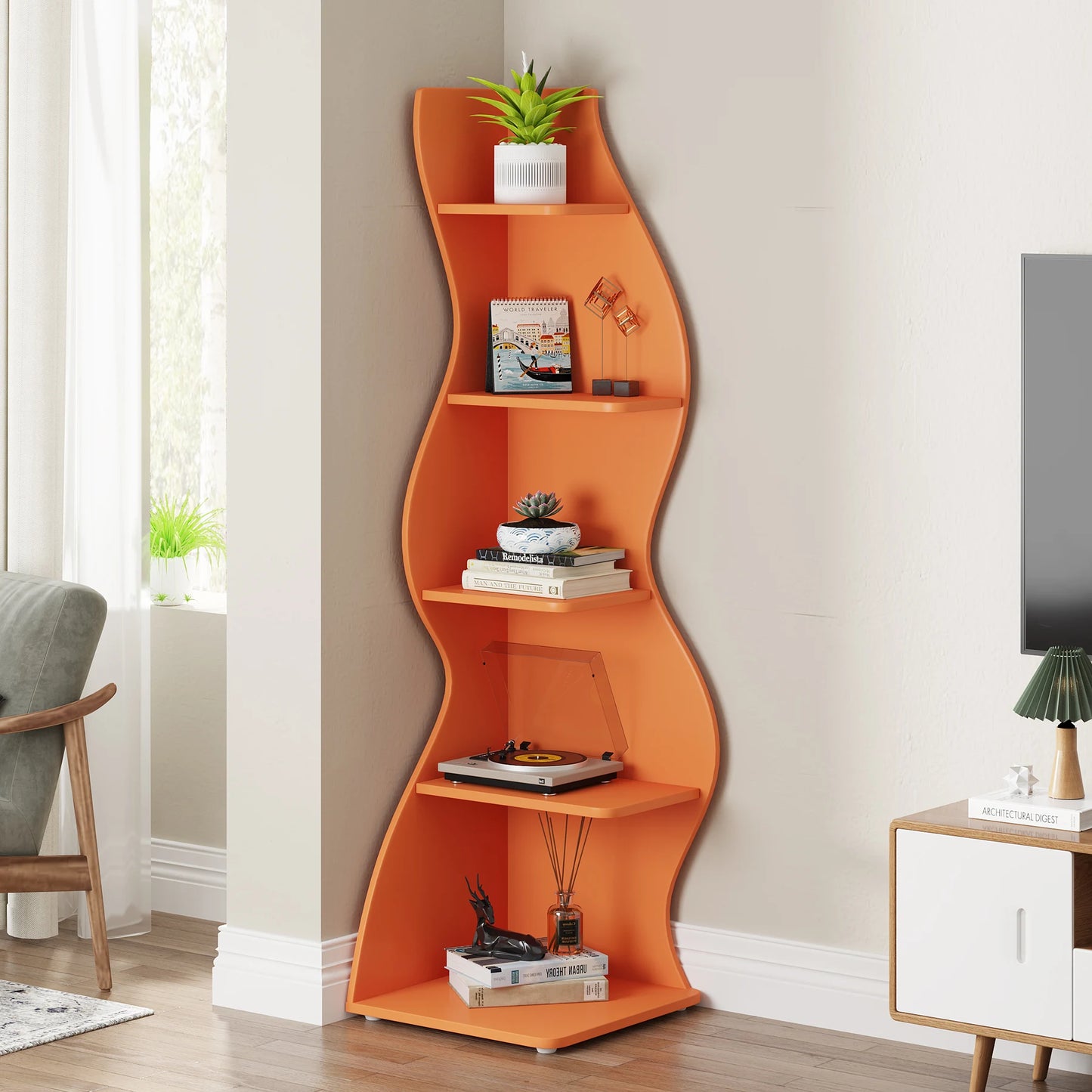 Little Tree Corner Shelf Modern Wall Bookshelf Plant Stand
