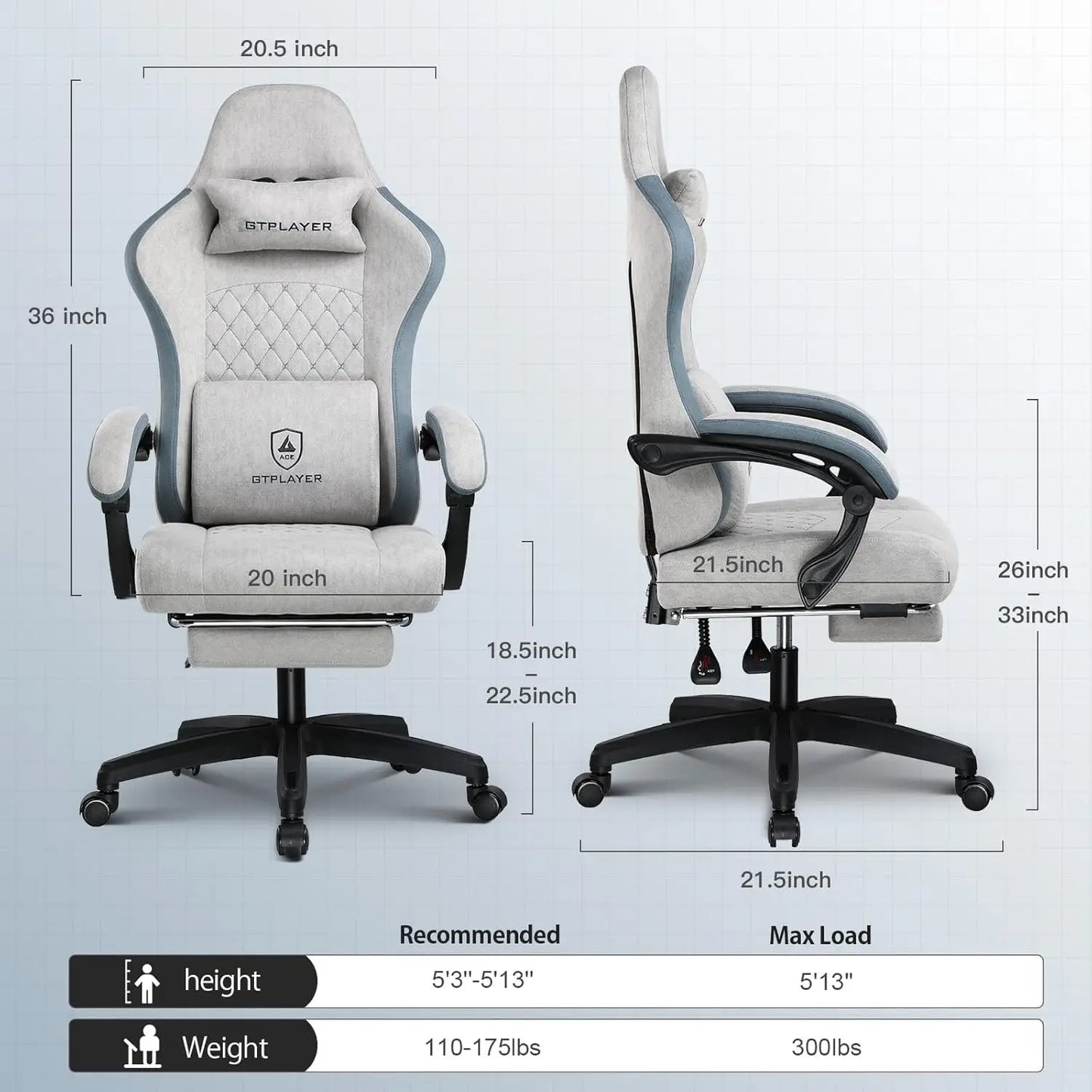 Gaming Chair Ergonomic Office Chair With Pocket Spring Cushion