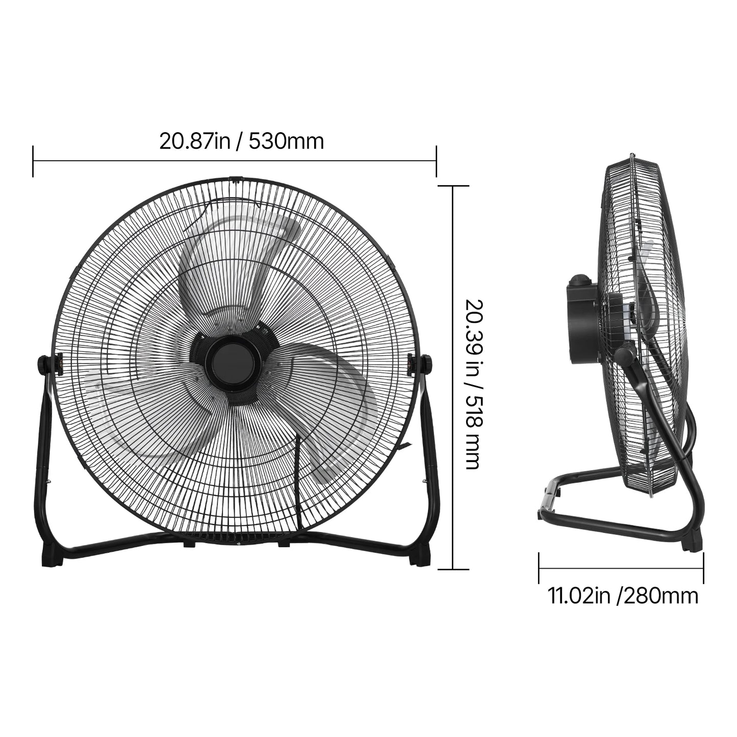 VEVOR Industrial Floor Fan 4800 CFM Heavy Duty High Velocity 3 Speed 360 Tilt For Gym Home Shop