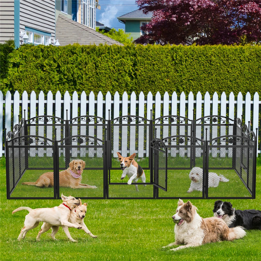 BINGOPAW Foldable Metal Dog Playpen With Gate And Mat