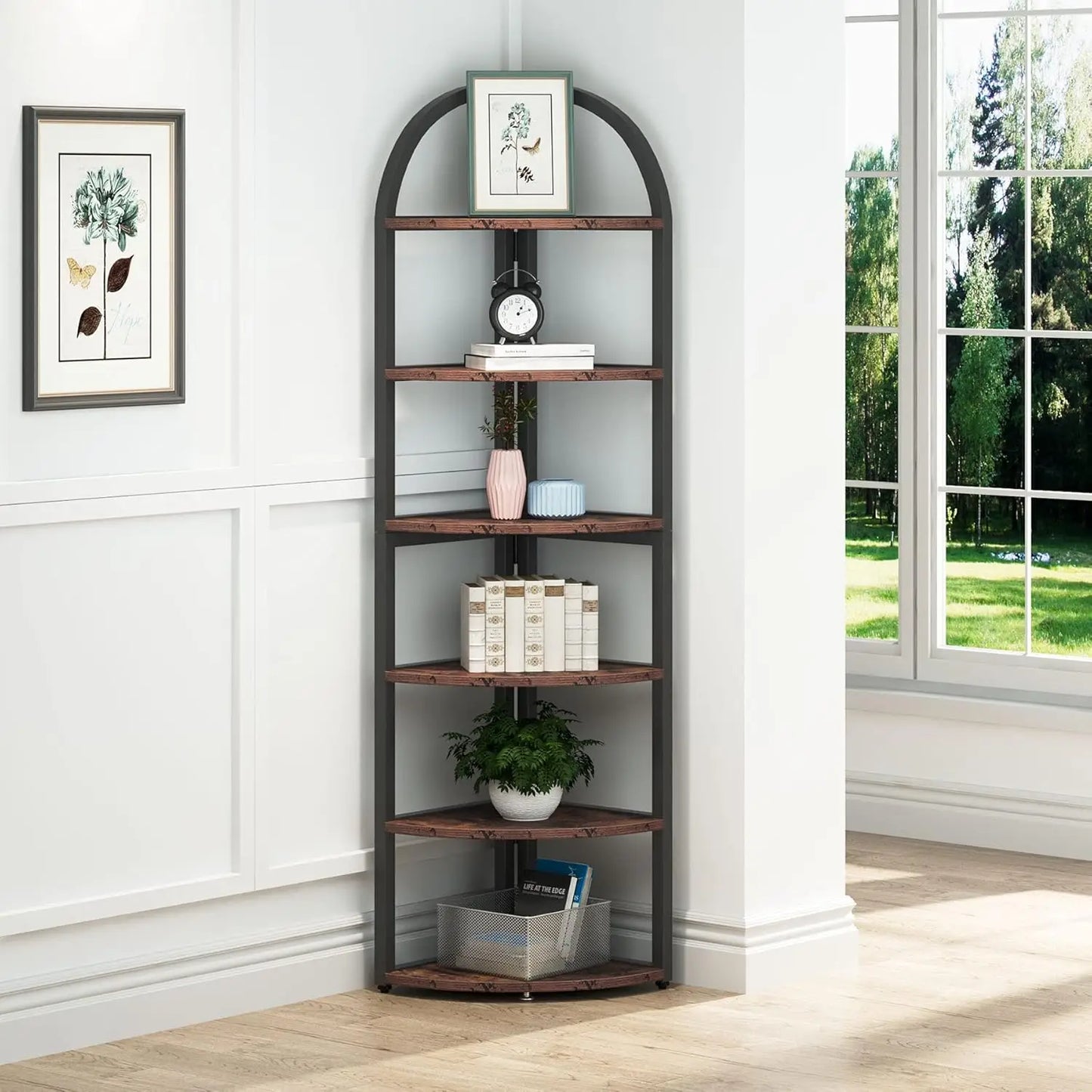 Little Tree 6 Tier Corner Shelf For Living Room Office