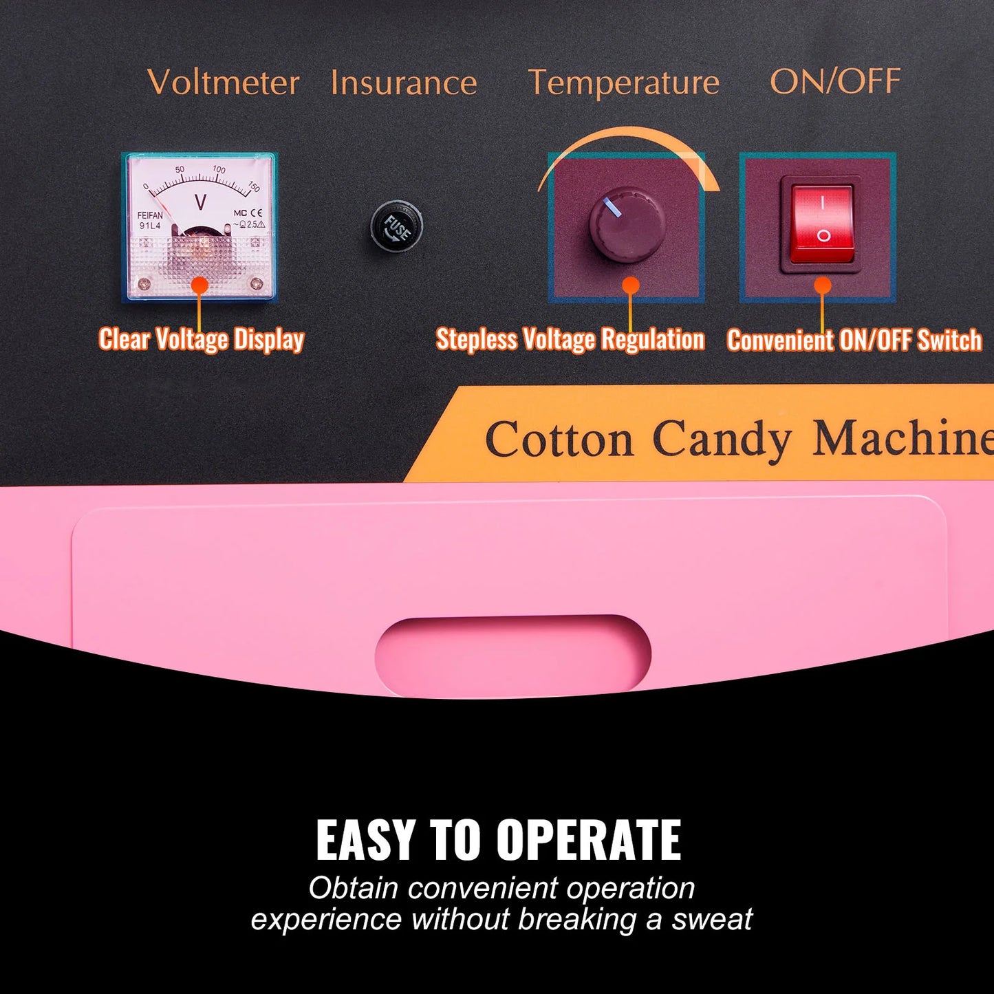 SucceBuy Electric Cotton Candy Machine Commercial Floss Maker Stainless Steel Bowl 2oz Capacity for Birthday Parties