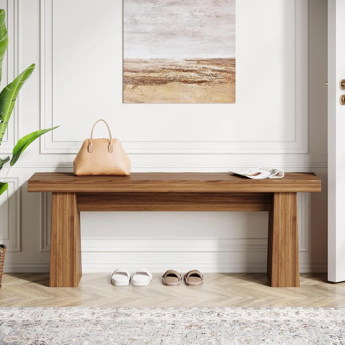 Little Tree Wooden Entryway Bench for Hallway and Living Spaces