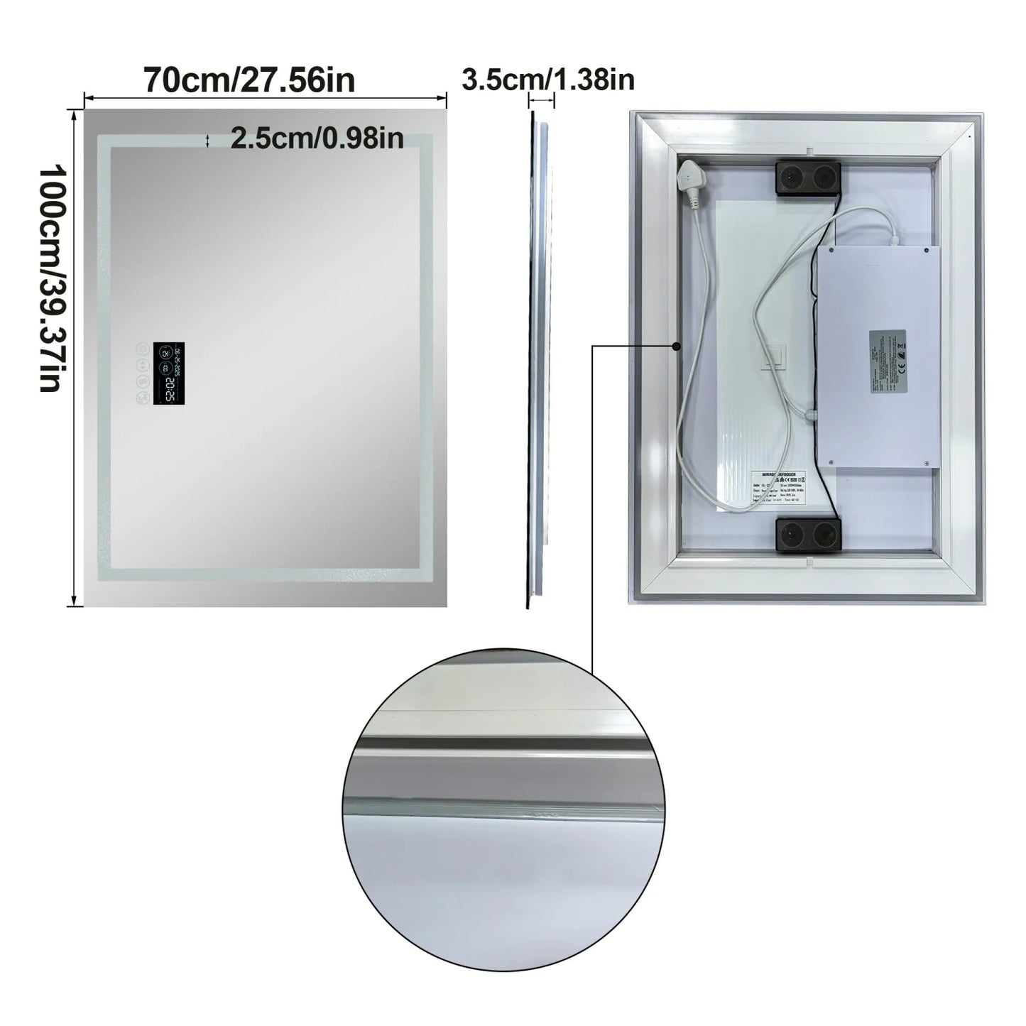 Bluetooth LED Bathroom Mirror With Dual Speaker Digital Display Antifog