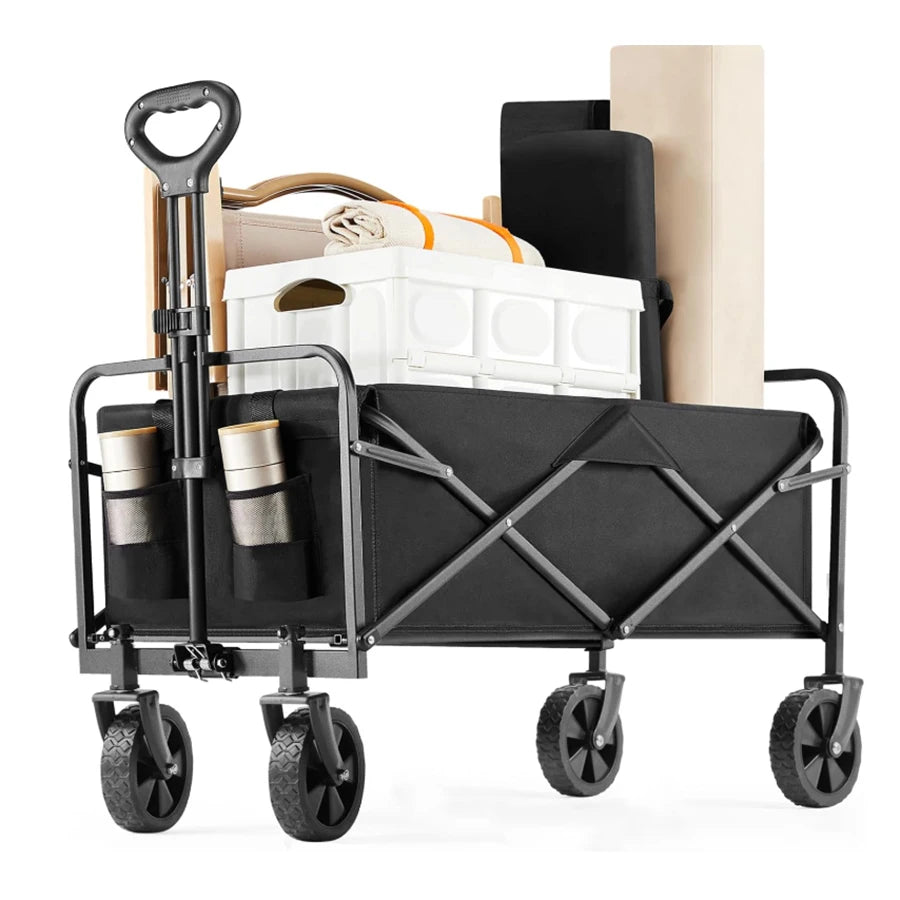 Foldable Utility Wagon With All-Terrain Wheels And Adjustable Handle