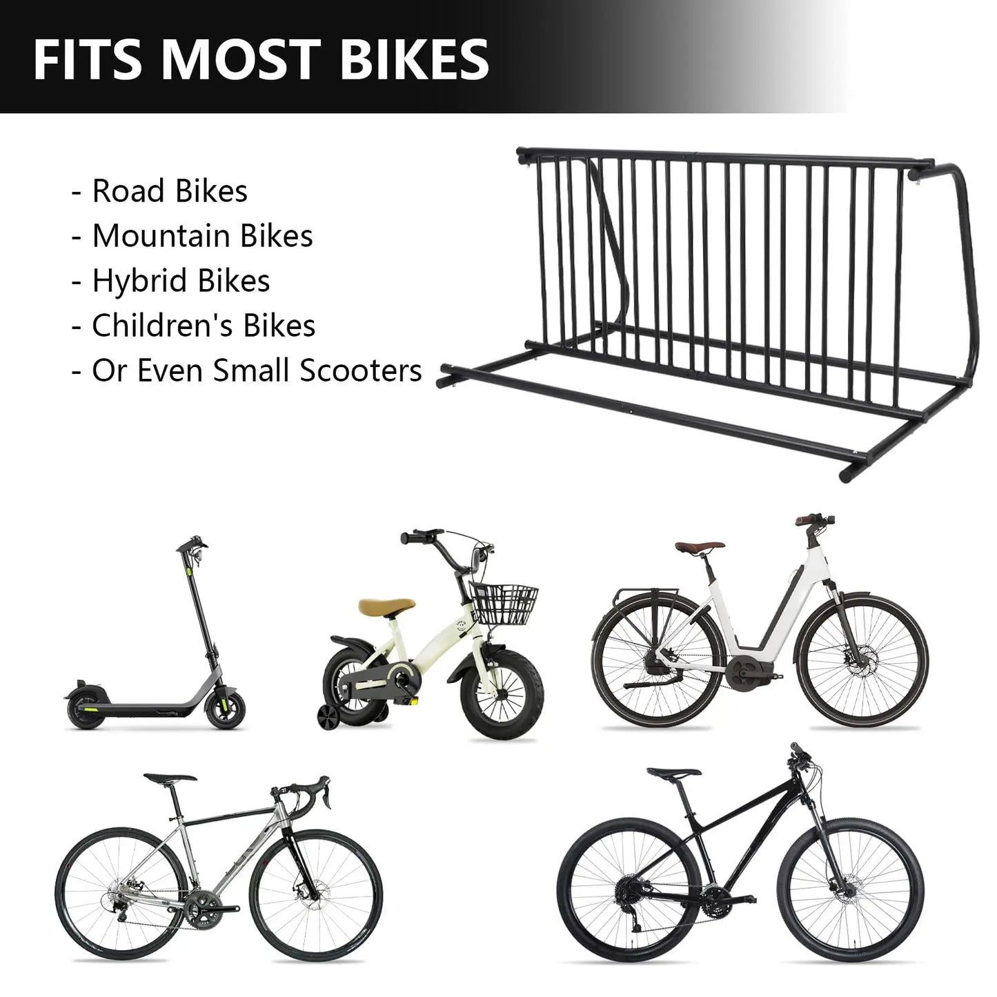HiMISSC 10 Bikes Heavy Duty Double Sided Floor Bike Rack for Garage School Campus Parking
