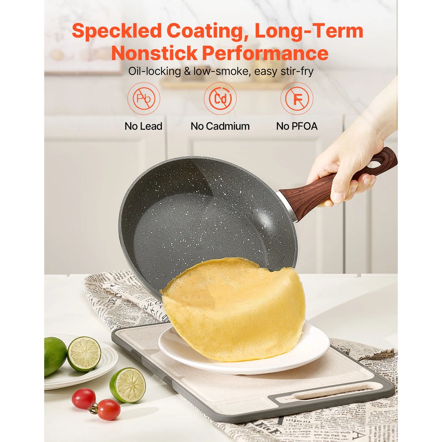 SucceBuy Nonstick Frying Pan Skillet 3 Piece Set Aluminum Heavy Duty for Gas and Electric Cooking Grey For Home Cooks