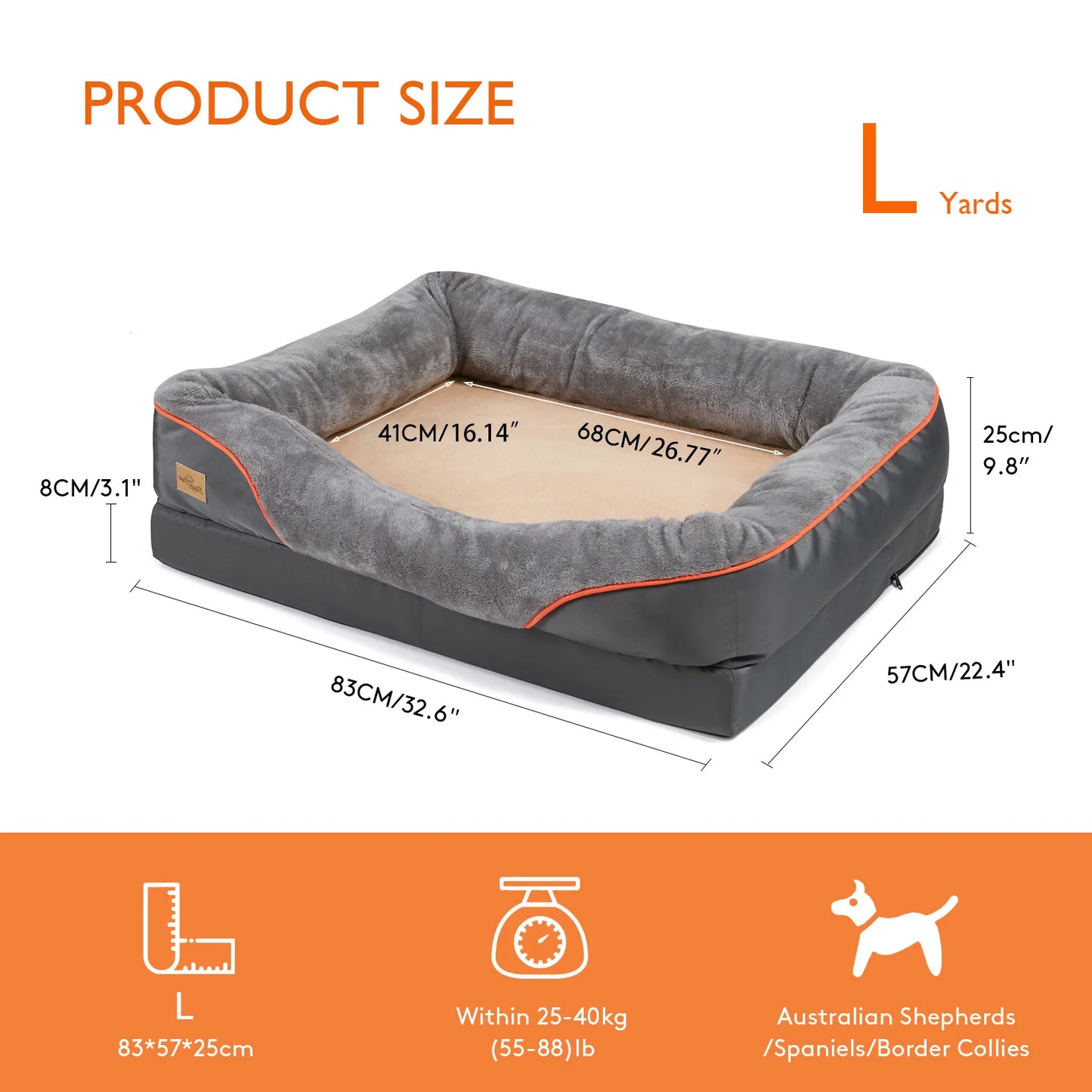 BINGOPAW Large Dog Bed Removable Washable Cover Waterproof