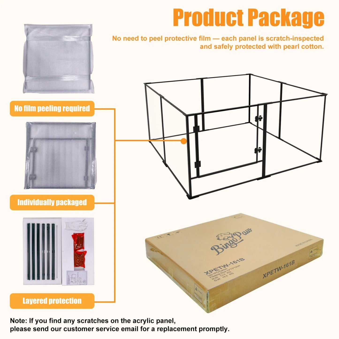 BINGOPAW Clear Acrylic 8 Panel Dog Playpen For Small Animals