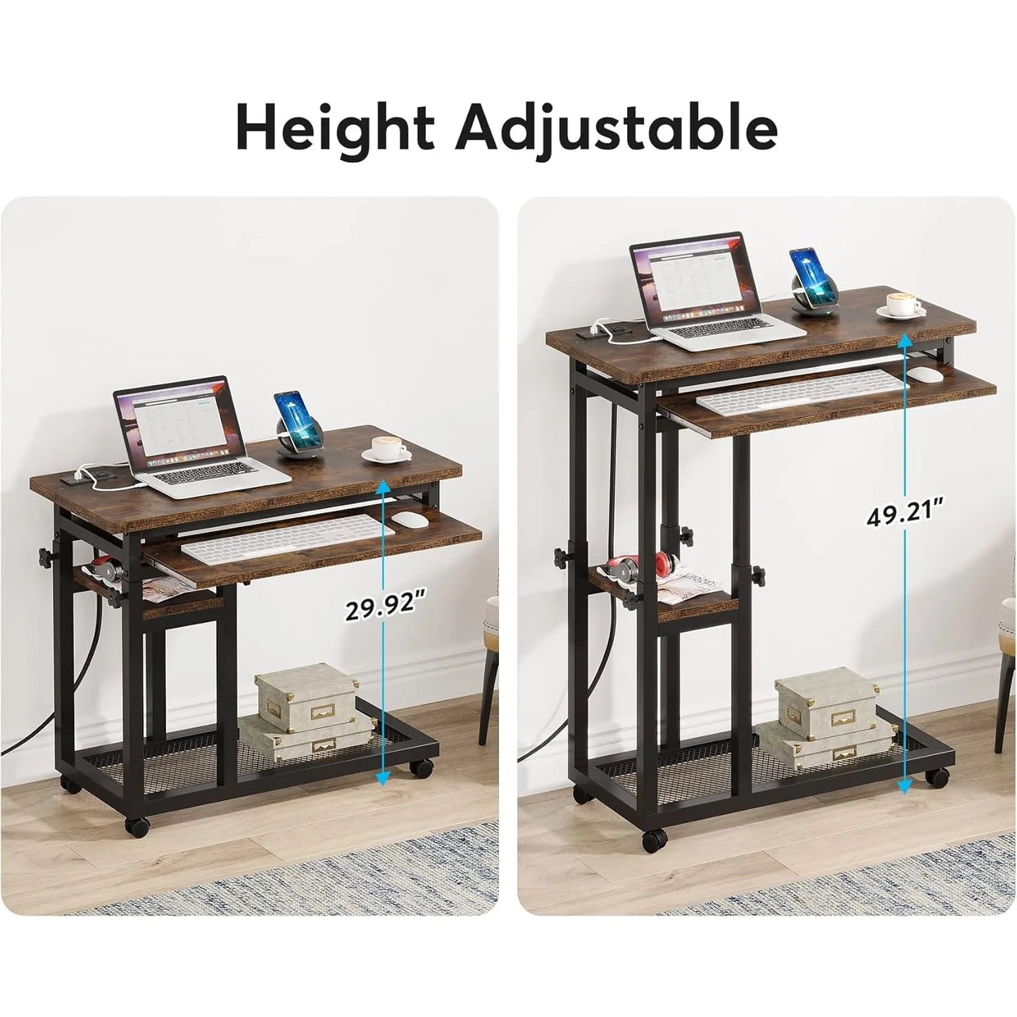 Little Tree Height Adjustable Sofa Table Laptop Stand With USB
